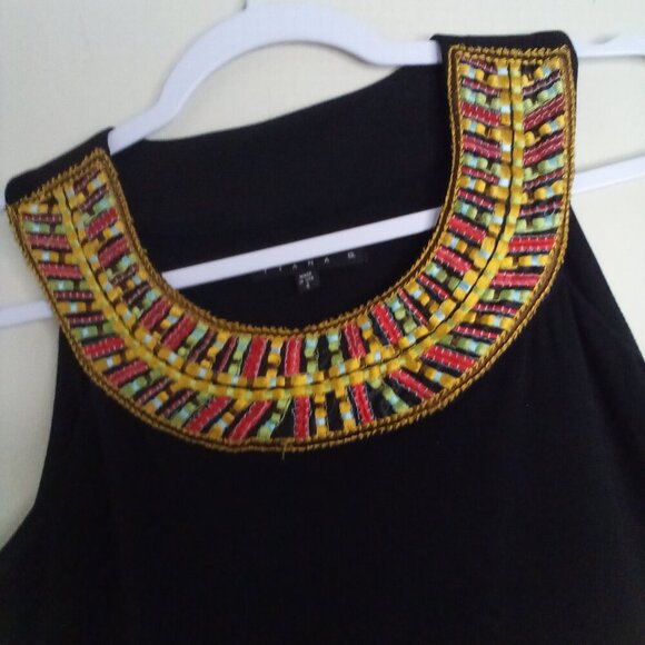 Tiana B Dress Women 4 Sleeveless Accent Collar Gold Black - Picture 9 of 16